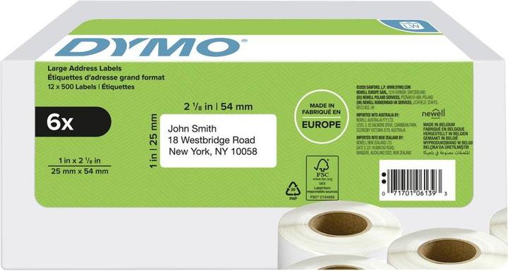 Immagine prodotto Dymo Etichette per indirizzi di ritorno LW grandi 500pz/rotolo (2.50 cm)