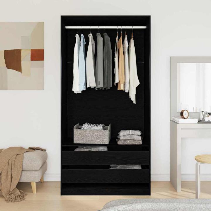 Actual product image vidaXL Wardrobe in black and oak, 100x50x200 cm, made of engineered wood (100 x 50 x 200 cm)
