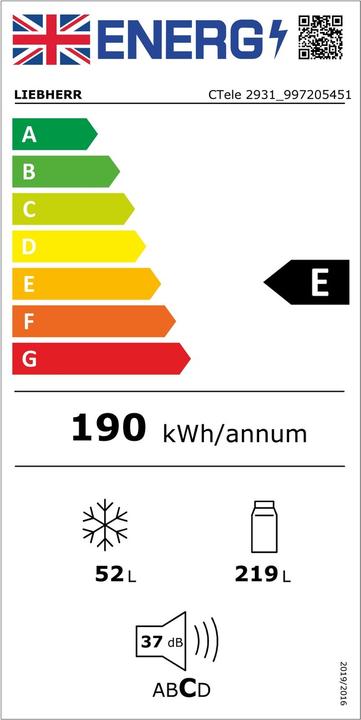 Energy Label Liebherr CTele 2931 (270 l)