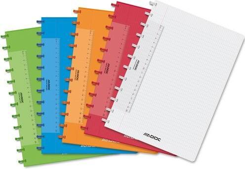 Adoc Carnet de notes Colourlines Reliure spirale DIN A4 Quadrillé PP (Polypropylène) (A4, Quadrillé)