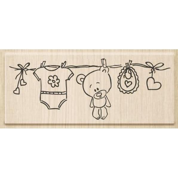 Heyda, Stempel, Stempel Wäscheleine 10x3.8cm 211801202 Holz matt