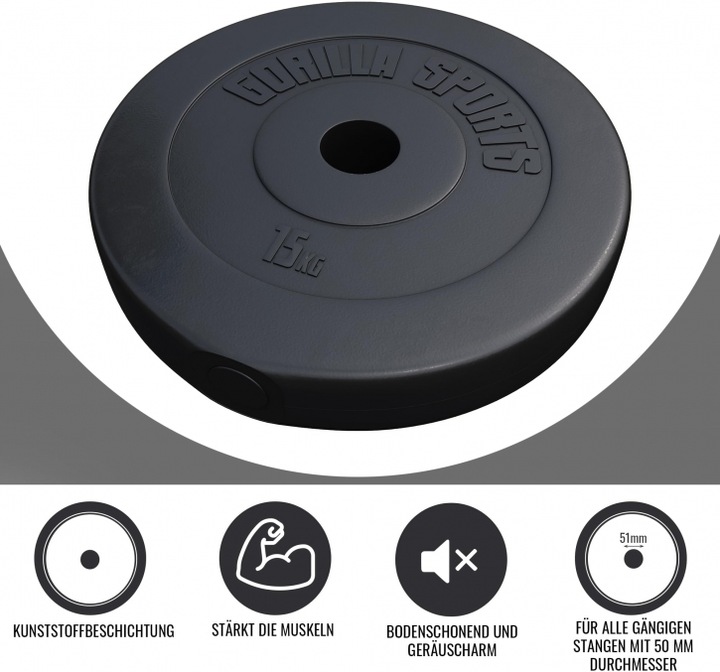 Actual product image Gorilla Sports Weight plate Olympia 50/51mm (1 x 15 kg)