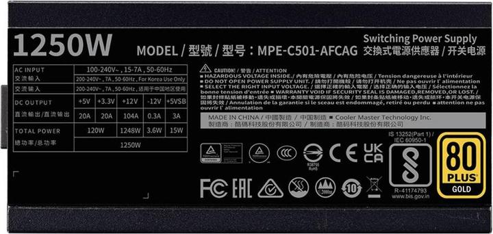 Immagine prodotto Cooler Master MWE Gold 1250 V2 ATX 3.1 (1250 W)