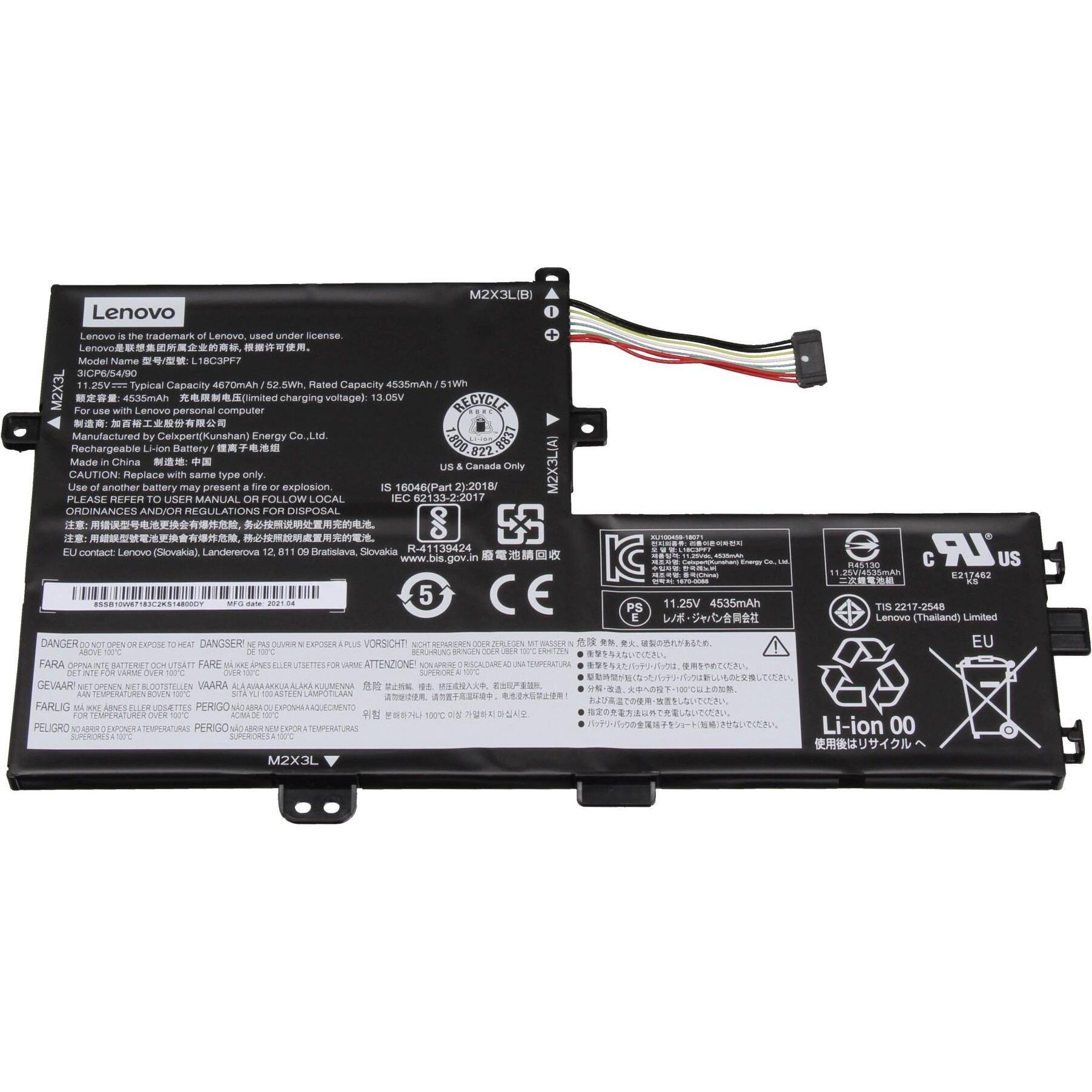 Lenovo 5B10W67217 (3 Zellen, 4670 mAh), Notebook Akku