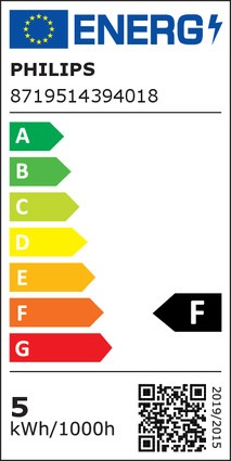 Energie-Label Philips LED Bombeta (GU10, 4.70 W, 380 lm, 4 x, F)