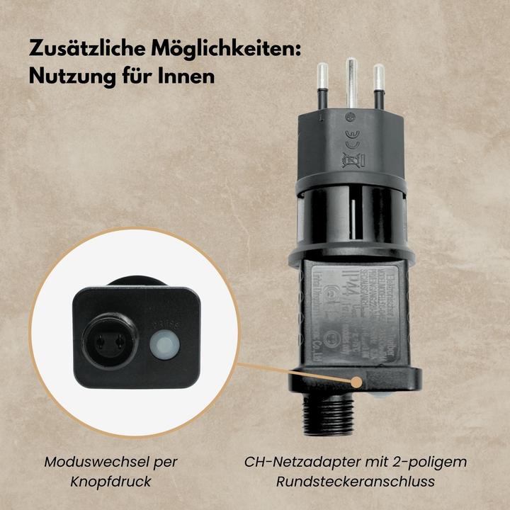 Image du produit Hermex LED-Hanfseil-Lichterkette Solar-Leuchtkette Gartenbeleuchtung Lampe (10 m)