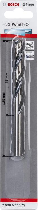 Actual product image Bosch Professional Zubehör Metal twist drill HSS PointTeQ. DIN 338. 9.0 mm. Pack of 1 (9 millimetres)
