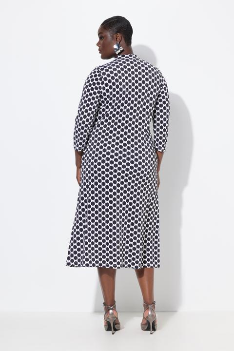 Produktbild Ulla Popken Slinky-Piqué-Midikleid, A-Linie, Stehkragen, 3/4-Arm (50, 52)