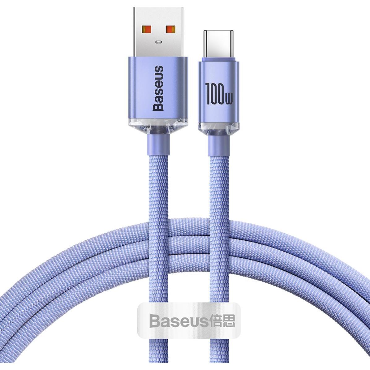 Thumbnail - Baseus Crystal Shine Series Fast Charging Data Cable USB to Type-C 100W 1.2m Purple (1.20 m, USB 2.0), USB Kabel