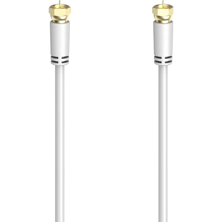 Thumbnail - Hama SAT-Anschlusskabel, F-Stecker - F-Stecker, vergoldet, 3 m, 100 dB, Weiss (100 dB, Antennenkabel), Antennenkabel
