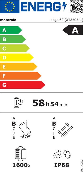 Energie-Label Motorola Edge 60 Neo + Moto Buds (256 GB, PANTONE Frostbite, 6.36", Dual SIM, 5G)