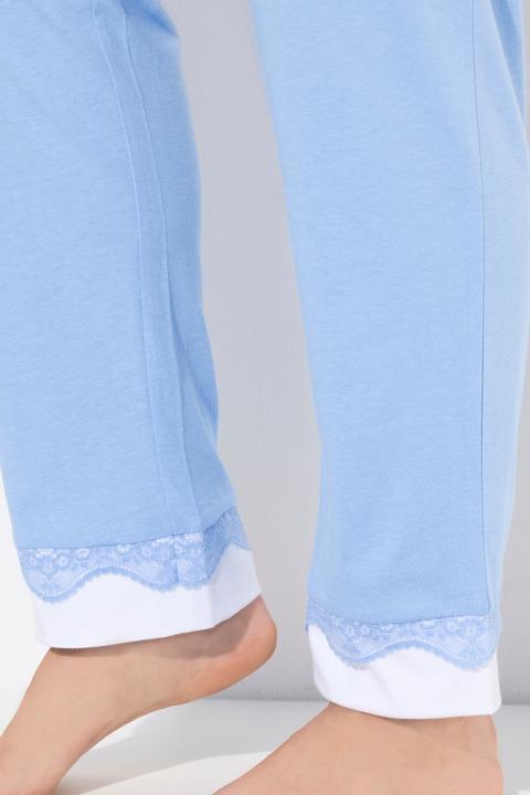 Actual product image Ulla Popken Damen grosse Grössen Pyjama, Spitze, Rundhals, Langarm hellblau 42+ 812441719-42+ (42, 44)