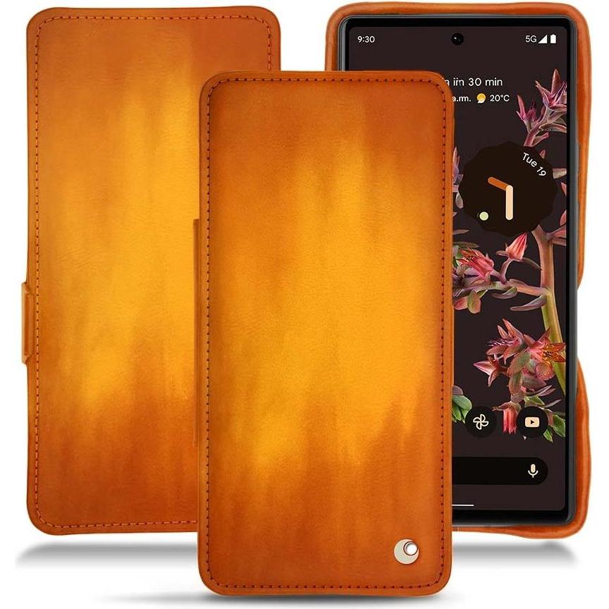 Thumbnail - Noreve Lederschutzhülle horizontal (Google Pixel 6), Smartphone Hülle, Orange