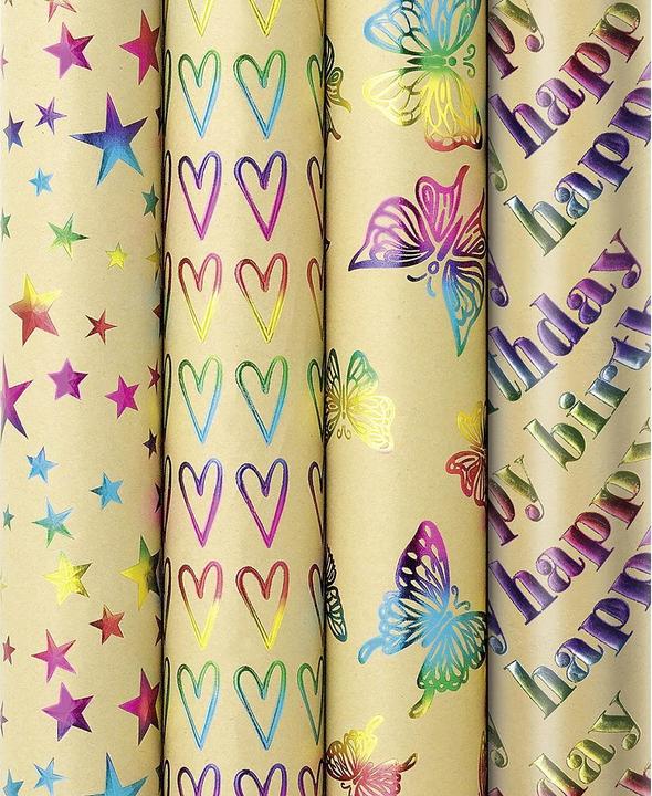 Zoewie Geschenkpapier Röllchen Premium Rainbow (Geschenkpapier, 25 x)