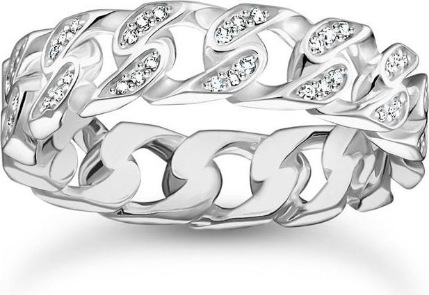 Produktbild Thomas Sabo Ring Kettenglieder weisse Steine schmal Silber (52, 925 Silber)