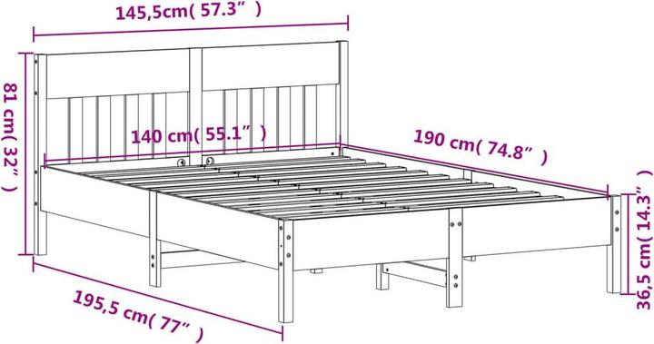 Image du produit vidaXL Bettgestell (140 x 190 cm)