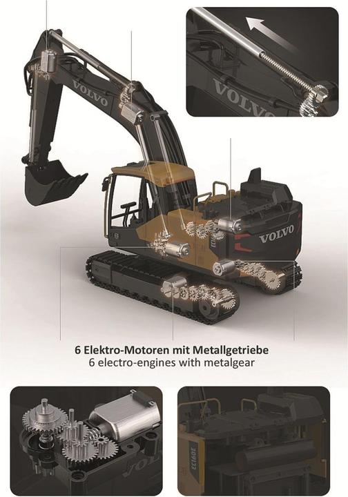 Actual product image Jamara Excavator Volvo EC160E Metal 1:16 2.4GHz Destruction Set