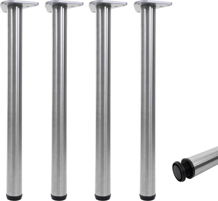 Produktbild Swisshandel24 4x Tischbein, für Schreibtisch Esstischfuss Tischgestell, 73cm Edelstahl-Optik