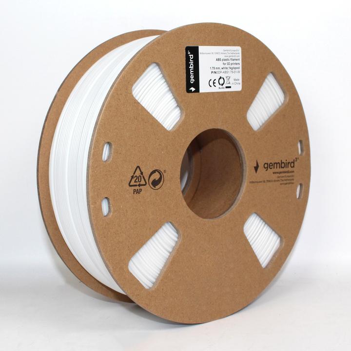 Image du produit Gembird Cassette de filaments Bobine ABS (ABS, 1.75 mm, 1000 g, Blanc)