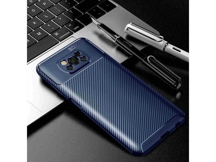 Actual product image Screenguard Xiaomi Poco X3 Pro Cover Carbon Design TPU Case (Xiaomi Poco X3 Pro)
