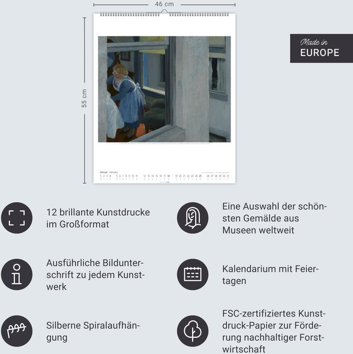 Produktbild Edward Hopper Kalender 2026 (46 x 55 cm)