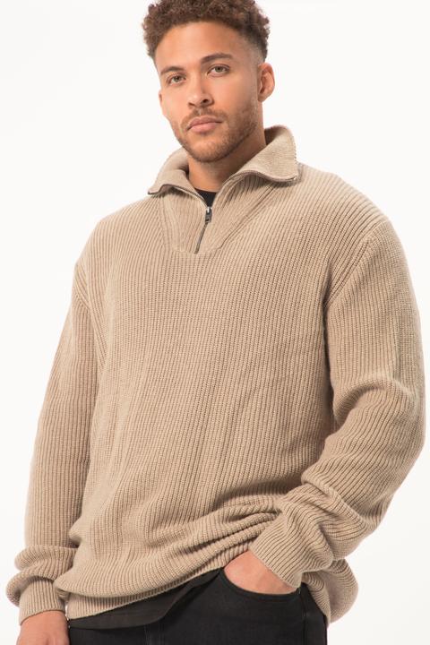 Actual product image Sthuge sweater, wool content, stand-up collar with zip, up to 8 XL (6XL)