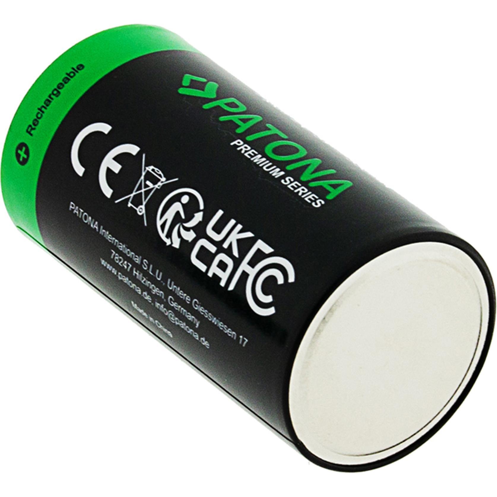 Patona Batteria ricaricabile premium 2x LR14 USB-C (Batteria della fotocamera), Alimentatore fotocamera, Nero