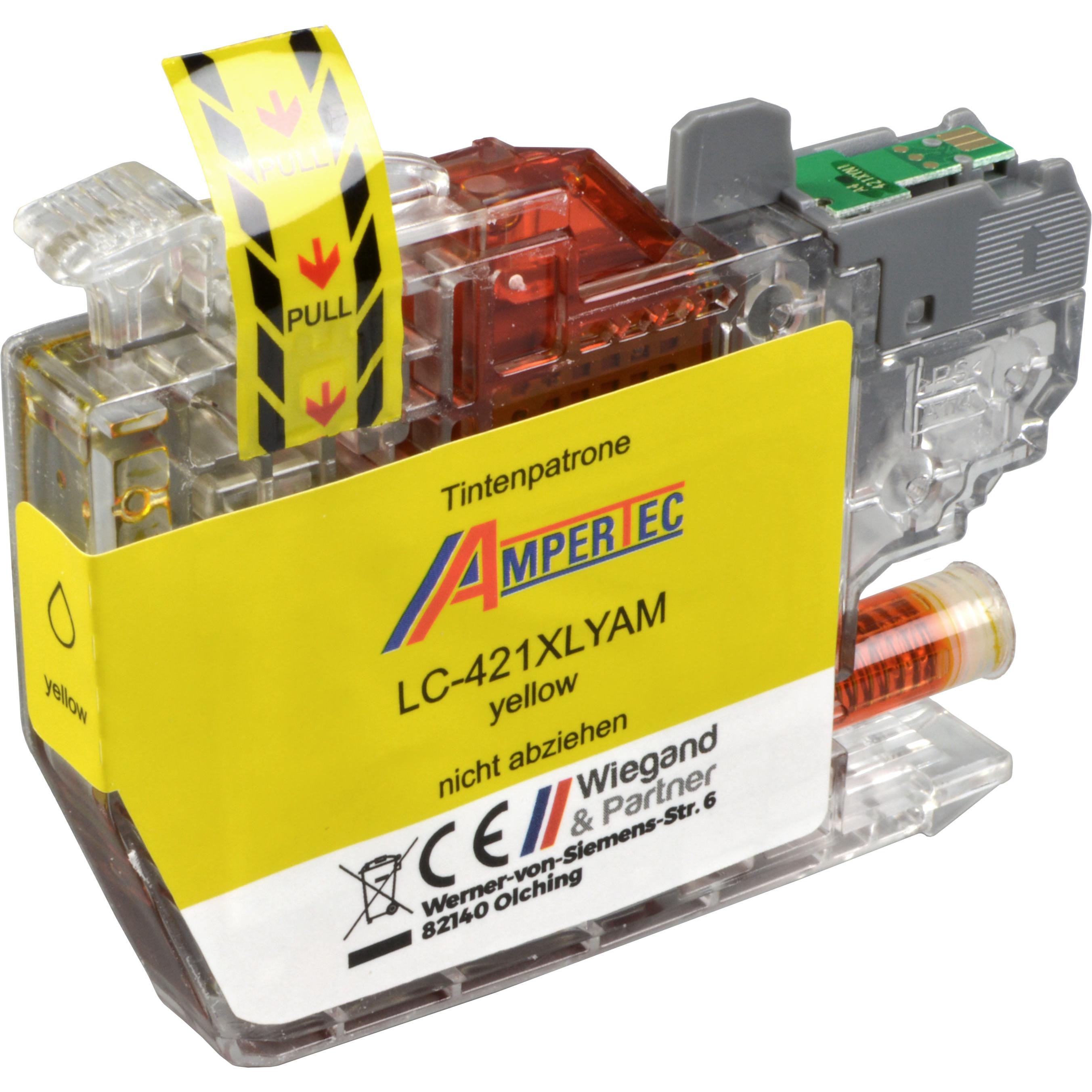 Ampertec, Druckerpatrone, Tinte kompatibel mit Brother LC-421XLY yellow (Y)