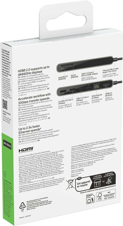 Produktbild Belkin CONNECT 8-IN-1 USB-C HUB (USB-C, 8 Ports)