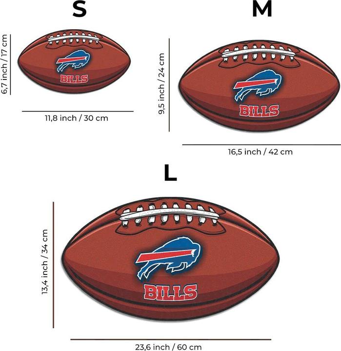 Produktbild Iconic NFL - Buffalo Bills – Football mit Logo - Holz Puzzle Grösse M (270 Teile) (270 Teile)