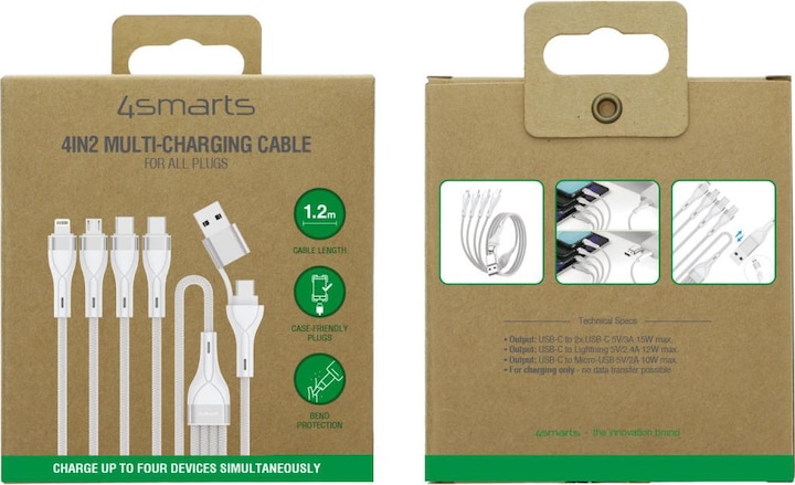 Actual product image 4smarts Multi charging cable 4in2 (1.20 m, USB 2.0)
