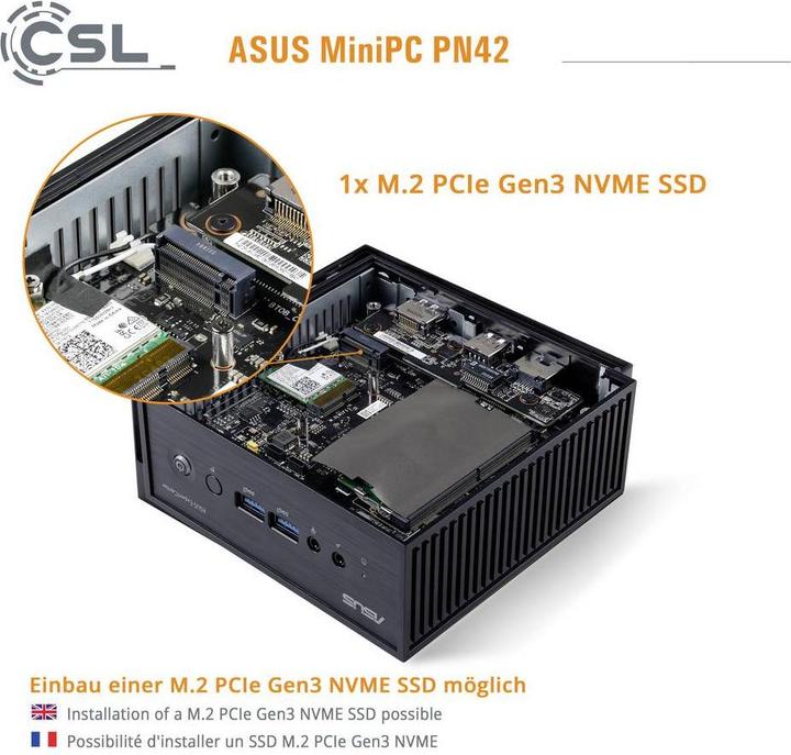 Produktbild ASUS Mini-PC PN42 (500 GB, 16 GB, Intel N100, Intel UHD Graphics)