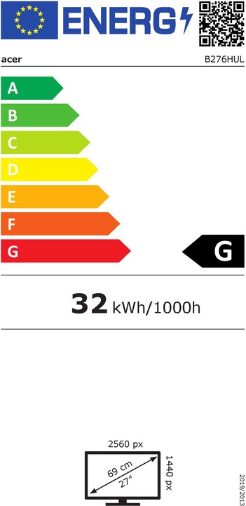Label énergétique Acer B276HULC (2560 x 1440 pixels, 27")