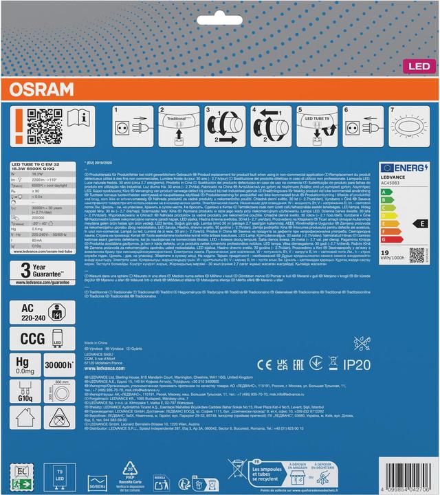 Actual product image Osram Led Tube T9 Em (G10q, 2200 lm, 1x)