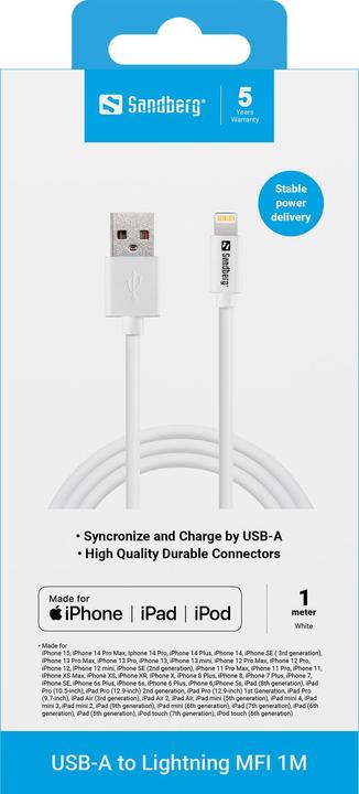 Produktbild Sandberg USB auf Lightning (1 m, USB 2.0)