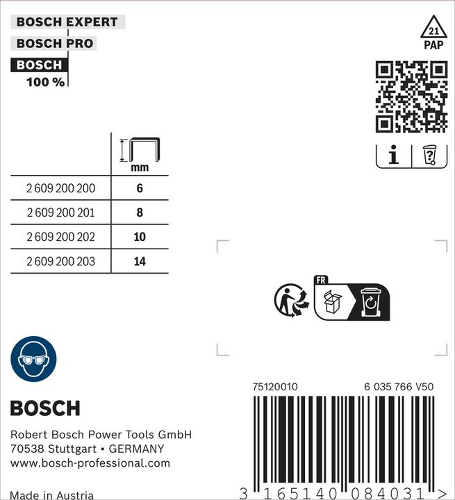 Produktbild Bosch Professional Zubehör Flachdrahtklammer Typ 51, 10 x 1 x 14 mm