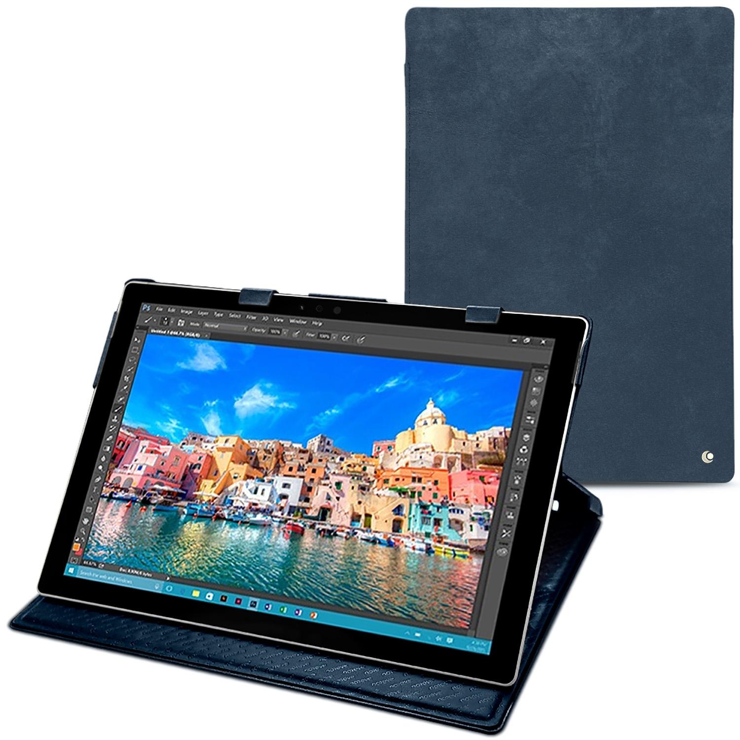 Noreve Lederschutzhülle vertikal (Microsoft Surface Pro 4), Tablet Hülle, Blau