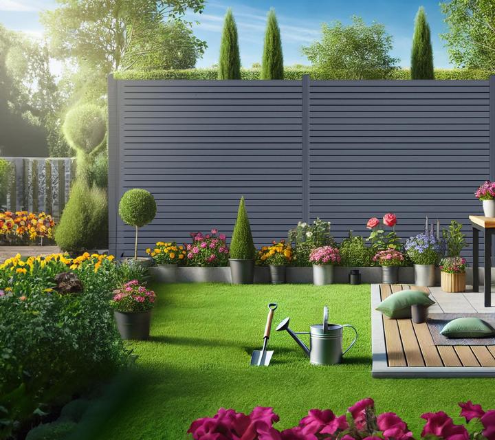 Produktbild Endorphin EASY-ROM DIY ALU-Rhombuszaun in anthrazit 2 Elemente 180x180cm 3 Pfosten 7x7x235cm