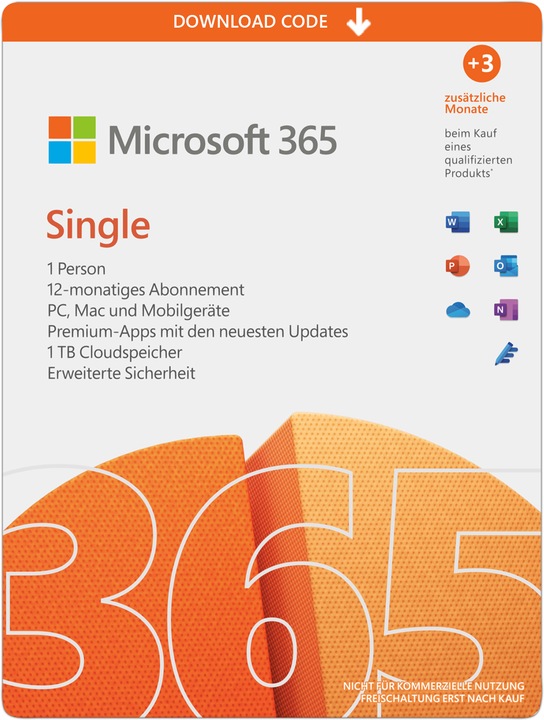 Image du produit Microsoft 365 Single 3 mois (Extra Time) (1 Utilisateur, 1 Périphériques/Utilisateurs, 3 mois)