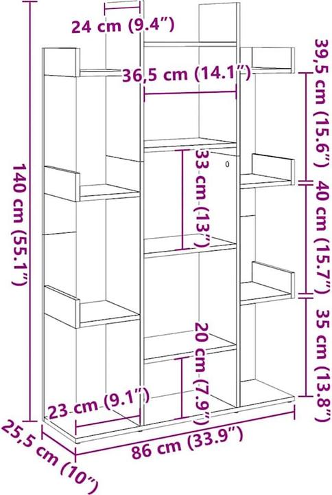 Actual product image vidaXL Bücherregal (86 x 25.50 x 140 cm)