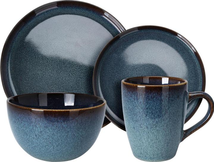 Produktbild Duka Edles Geschirr-Set aus Steingut, 16-teilig, blau-braun (16 Stück)