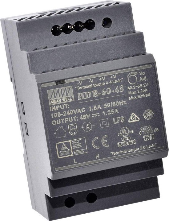Produktbild MeanWell Hutschienen Netzteil HDR-60-24