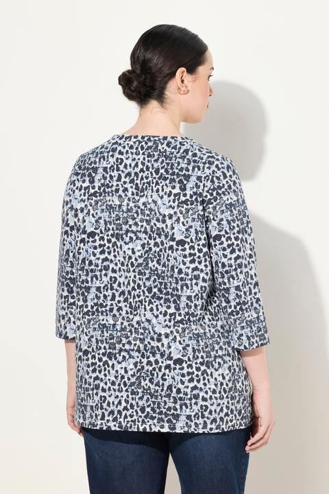 Actual product image Ulla Popken Leopard Print 3/4 Sleeve Cutout Tee (42, 44)