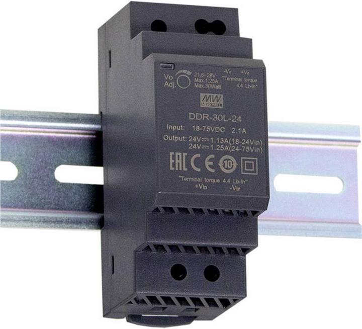 Actual product image MeanWell DIN rail DC/DC converter (DIN rail) 24 V/DC 1.25 A 30 W 1 x