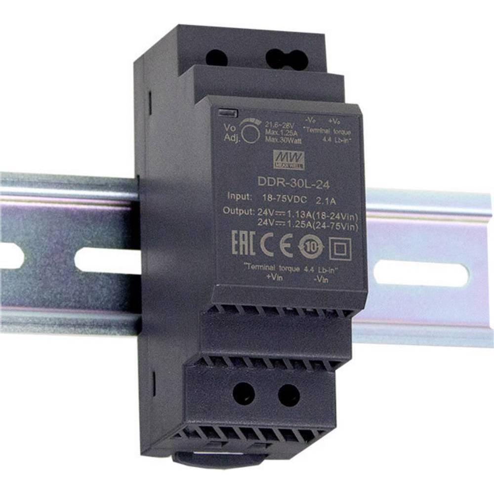 MeanWell, Systemstromversorgung, Hutschienen DC/DC Wandler (DIN Rail) 24 V/DC 1.25 A 30 W 1 x