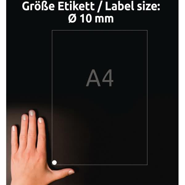 Produktbild Avery Zweckform Kennzeichnungsetiketten, Durchmesser: 10 mm weiss, rund, wiederverwendbar, Papier blanko