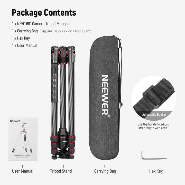 Actual product image Neewer New Carbon Fiber Camera Tripod Monopod & Ball Head (Carbon)