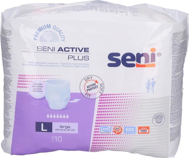 Produktbild Seni Active Plus Pants Einweghosen L atmungsaktiv Hüftumfang 100-135cm 7 Tropfen (10 x, Large)
