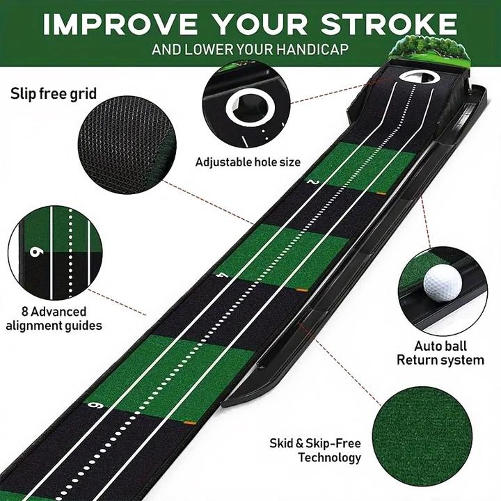 Immagine prodotto Huaen Golf Putting Matte mit Auto Return 2,4 m