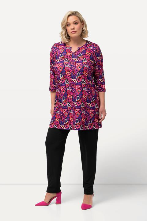 Actual product image Ulla Popken Matte Jersey Graphic Print Swing Vented Tunic (54)